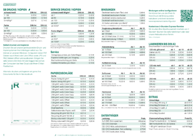 Preisliste Kopien, Drucke und bindungen